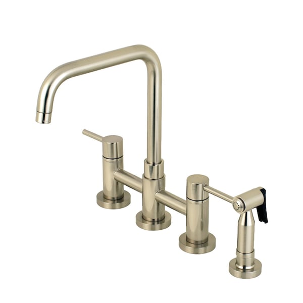 Concord 2-Handle Bridge Kitchen Faucet W/Brass Side Sprayer, Nickel